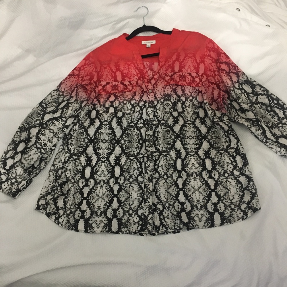 Calvin Klein Ombré Snake Print Long sleeve Blouse 0x